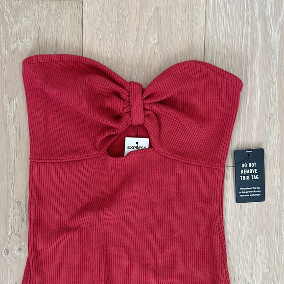 Express Red Ribbed Bodysuit - Picture 2 of 3